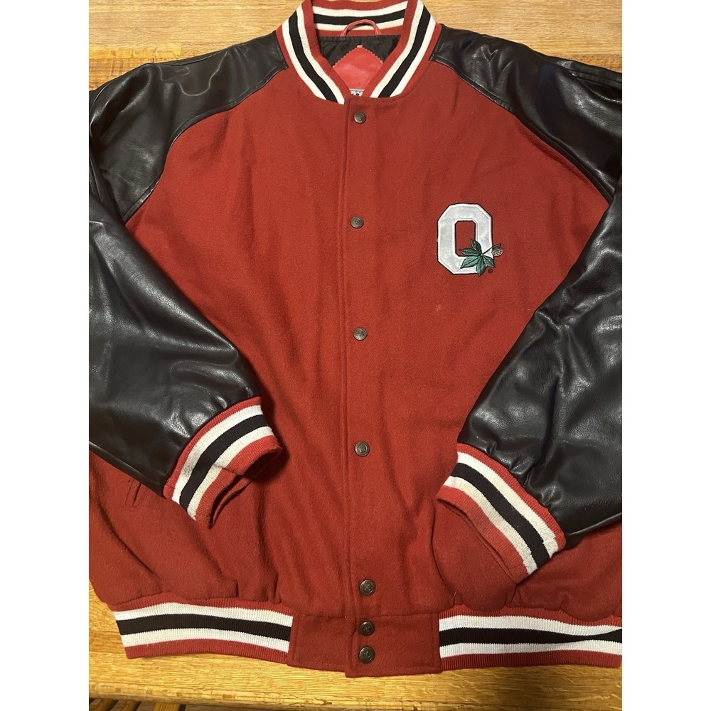 Vtg Steve & Barry's XL‎ Ohio State Buckeye Lettermen Jacket NCAA Leather Jacket